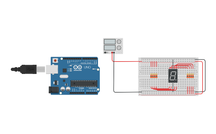 Circuit design 7 segment - Tinkercad