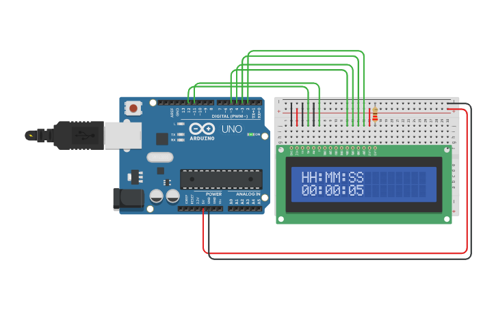 Circuit design Copy of Arduino with LCD Interface | Tinkercad