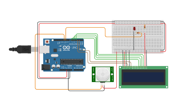 Circuit design PIR AND ARDUINO - Tinkercad