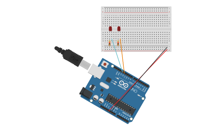 Circuit design 2 LED BLINK | Tinkercad