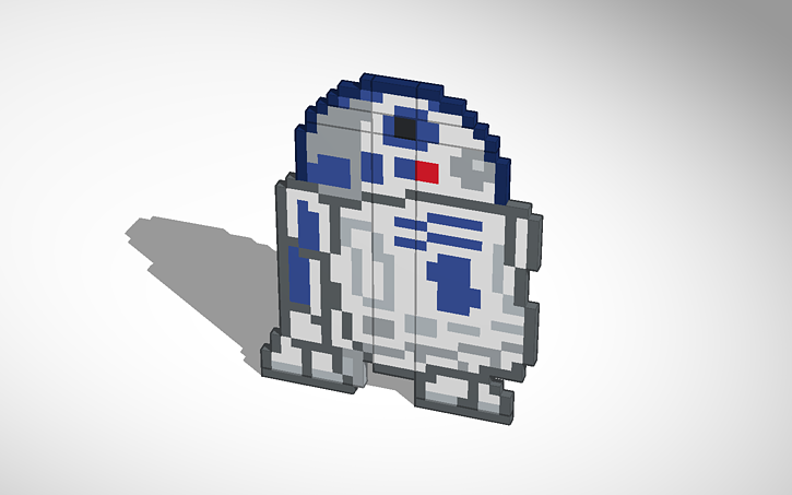 3D design R2D2 Pixel art - Tinkercad