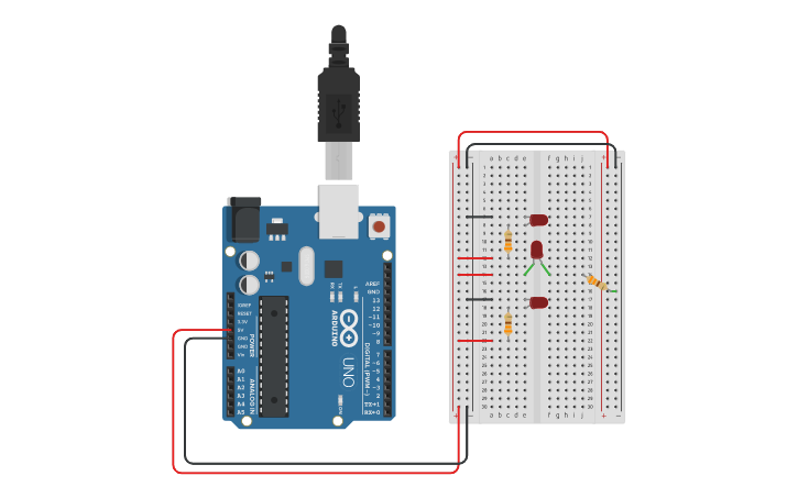 Circuit design arduino LED | Tinkercad