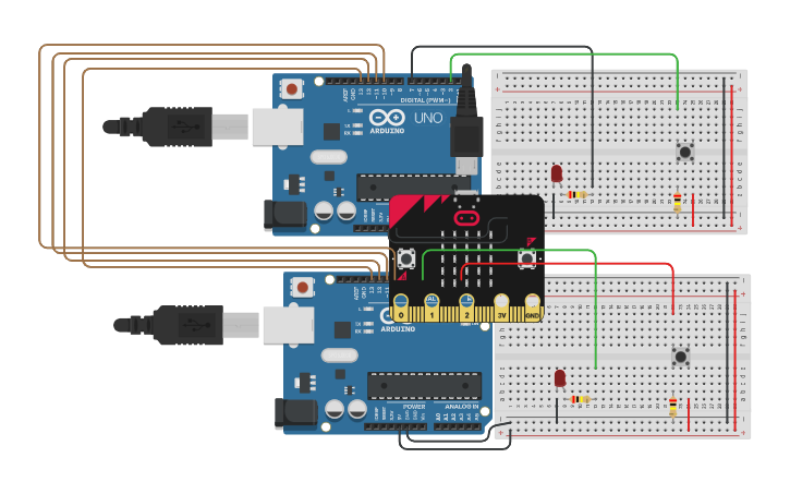 Circuit Design Act 2 Spi Communication Between The Two Arduino Boards Tinkercad 