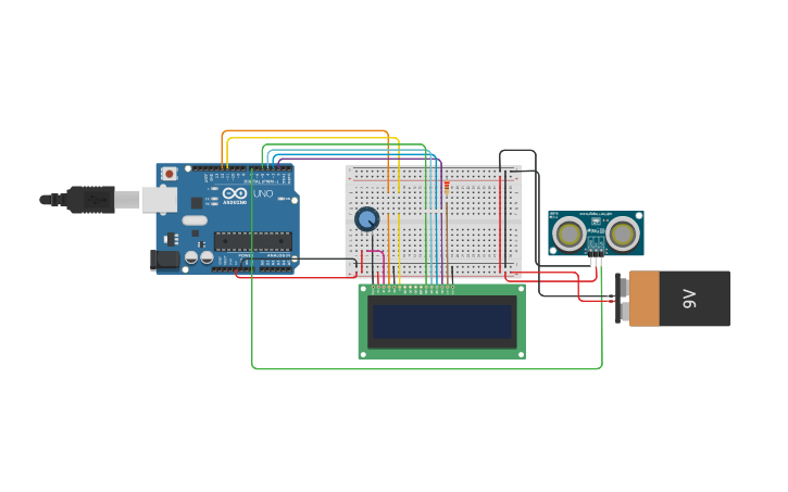 Circuit design Ultrasonic range Meter using Arduino - Tinkercad