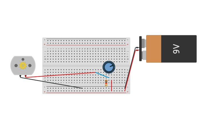 Circuit design DC motor controlled by potentiometer - Tinkercad