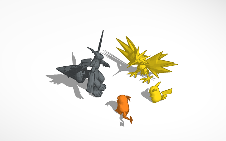 3D design Zapdos VS Zekrom VS Raichu VS Pikachu - Tinkercad