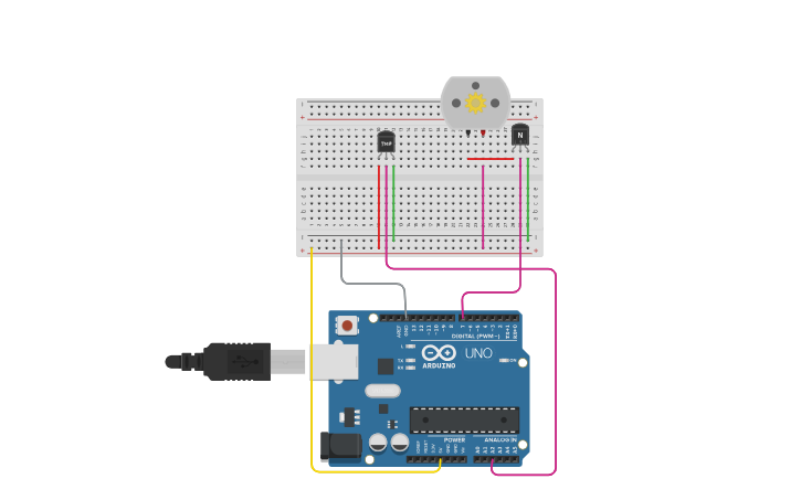 Circuit design Temperature controlled fan - Tinkercad