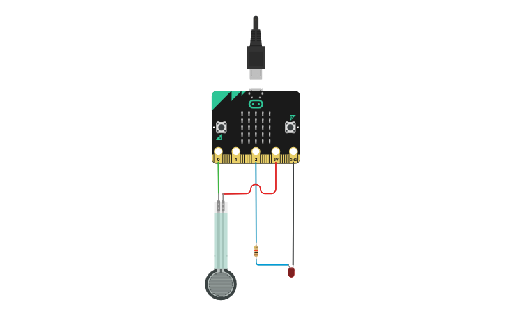 Circuit design LED w/ Pressure Sensor - Tinkercad