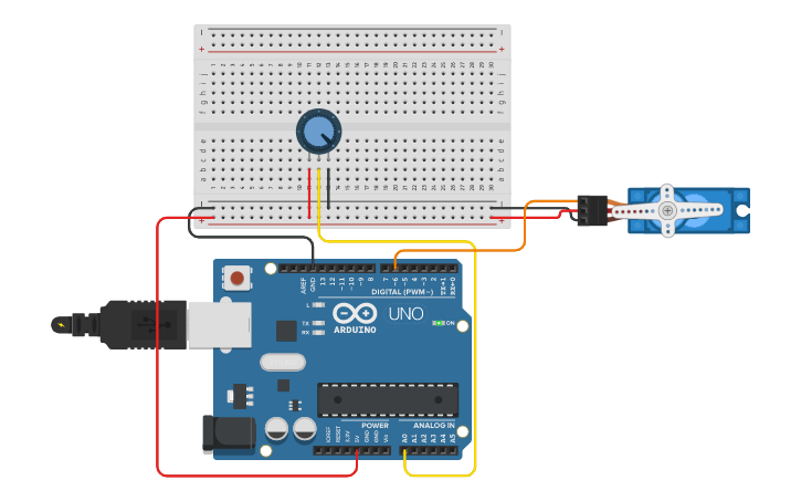 Circuit design Servomotor con Arduino - Tinkercad
