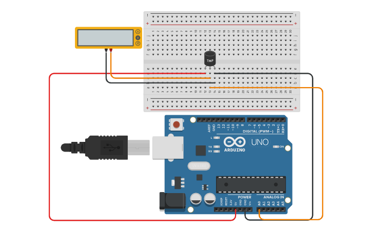 Circuit design temperature sensor | Tinkercad