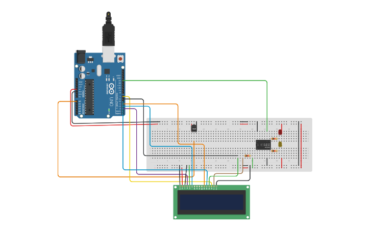 Circuit design LCD PANTALLA CON SENSOR - Tinkercad