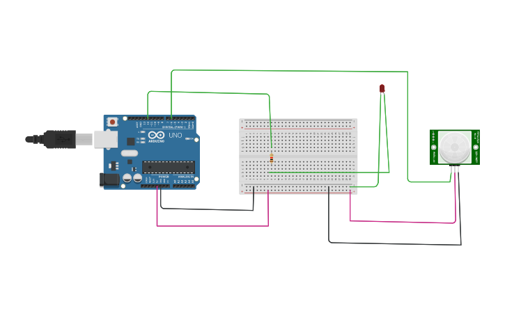 Circuit design Motion sensor - Tinkercad
