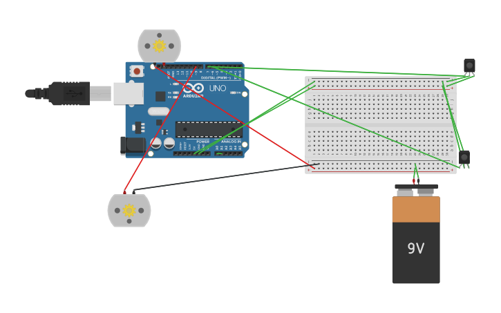 Circuit design Line follower robot - Tinkercad