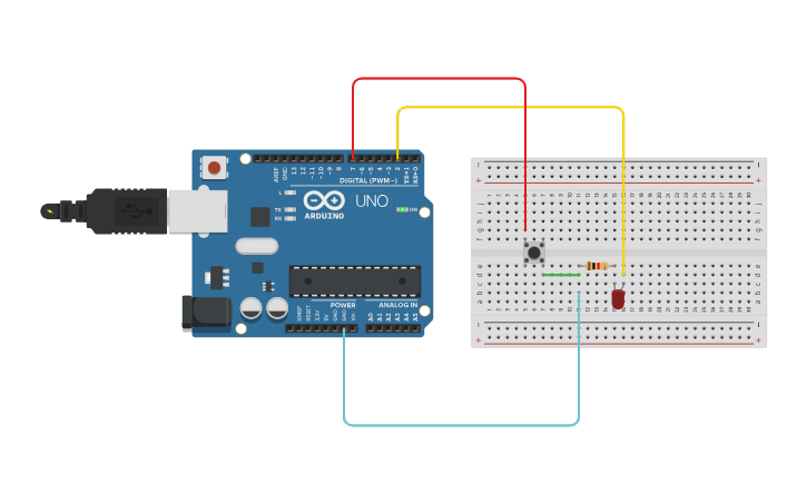 Circuit design resistores pull-up e pull down - Tinkercad