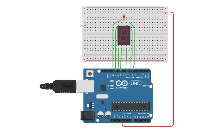 Circuit design Contador 0 al 9 - Tinkercad