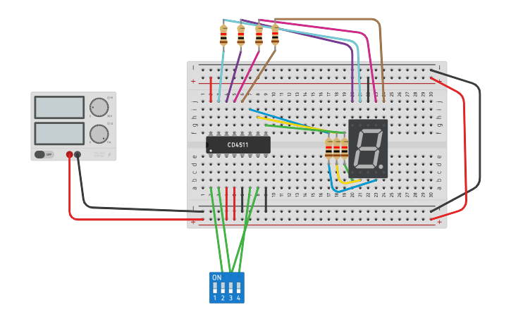 Type 7 Decoding Circuit design Decoder(7 Segment Display) - Tinkercad