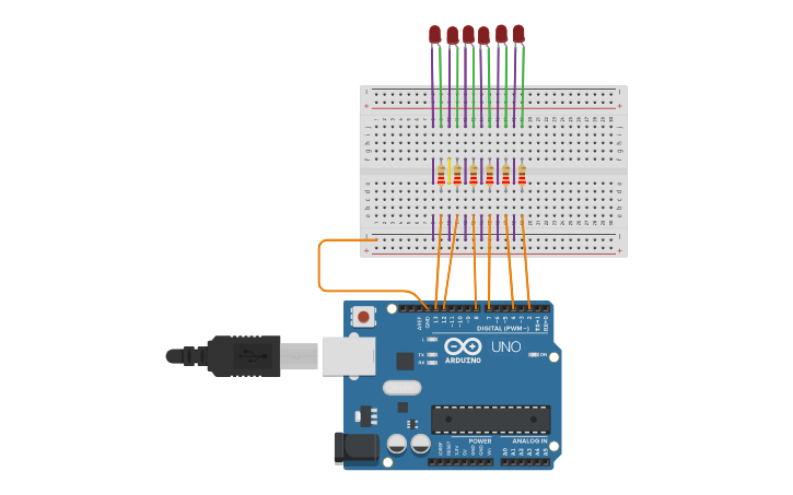 Circuit design Pract.1: Knight Rider Light - Tinkercad
