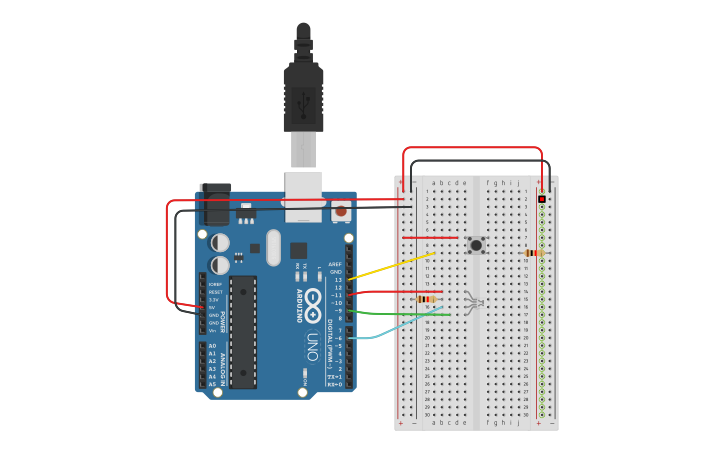 Circuit design Boton LED RGB - Tinkercad