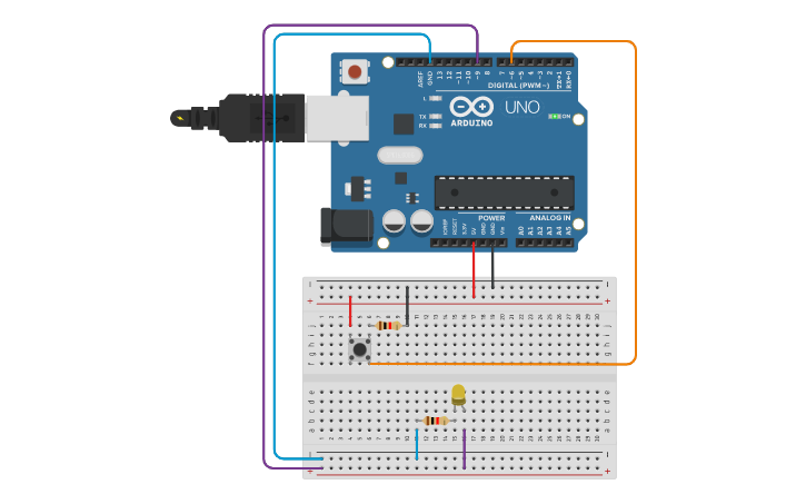 Push Button Flash Circuit design Push button flash LED - Tinkercad
