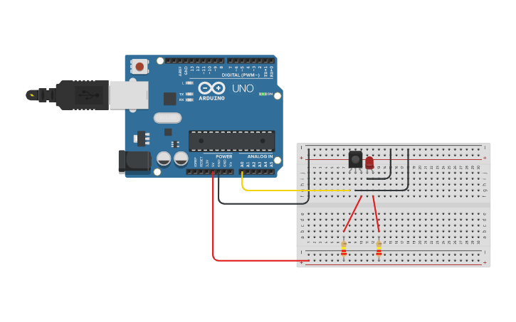 Circuit design IR Sensor with IR Transmitter - Tinkercad
