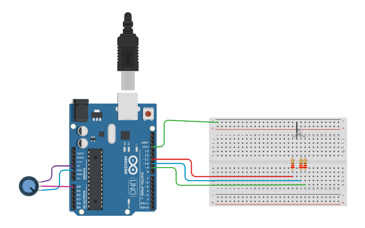 Circuit design pot ile rgb | Tinkercad