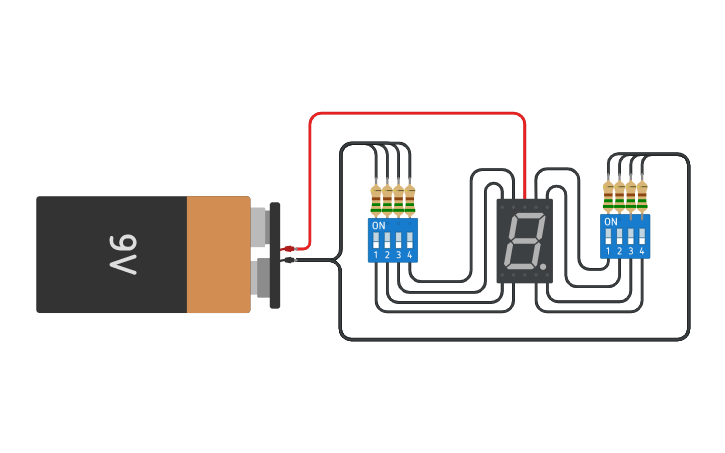 Circuit design 7-segments - Tinkercad