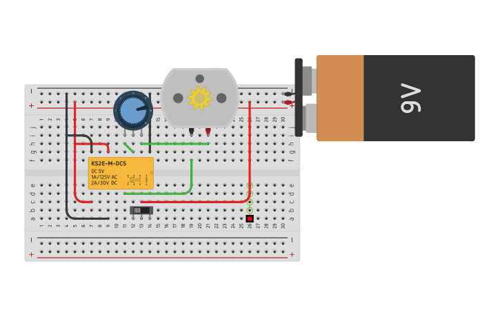 Circuit design DPDT example with dc motor - Tinkercad