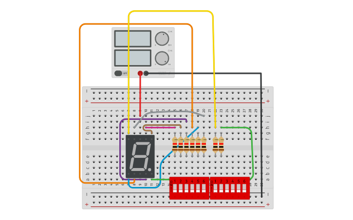 Circuit design Display 7 segmentos - Tinkercad