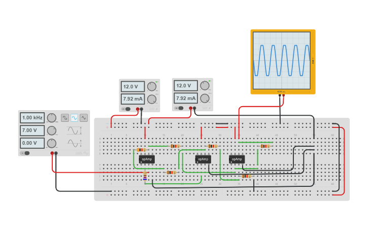 Circuit design Amplificador instrumentación Parte 2, 1-2 punto - Tinkercad