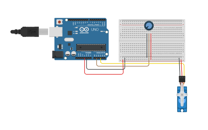 Circuit design servomotor arduino - Tinkercad