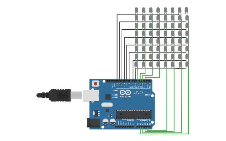 Circuit design 8x8 LED Matrix - Tinkercad