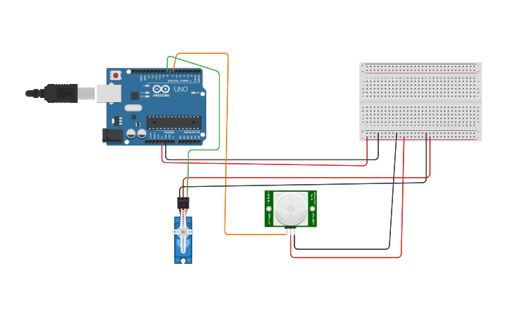Circuit design automatic door open - Tinkercad