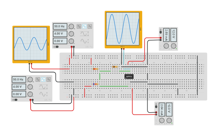 Circuit design Sommatore Invertente - Tinkercad