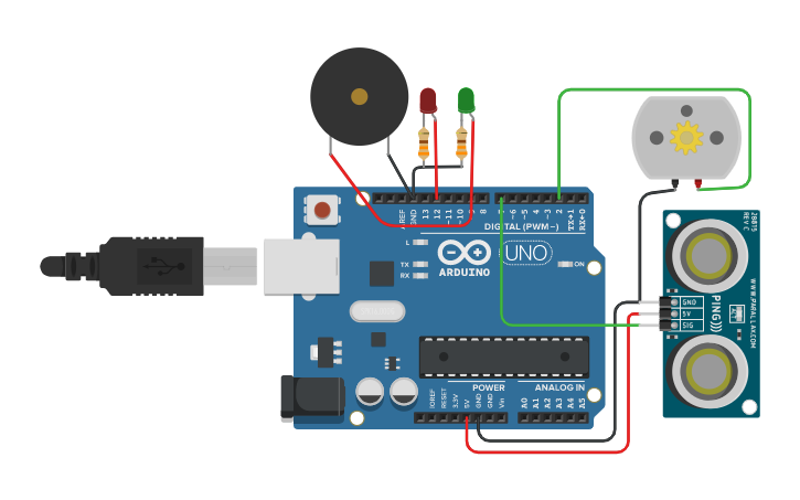 Circuit design Automatic Hand sanitizer - Tinkercad