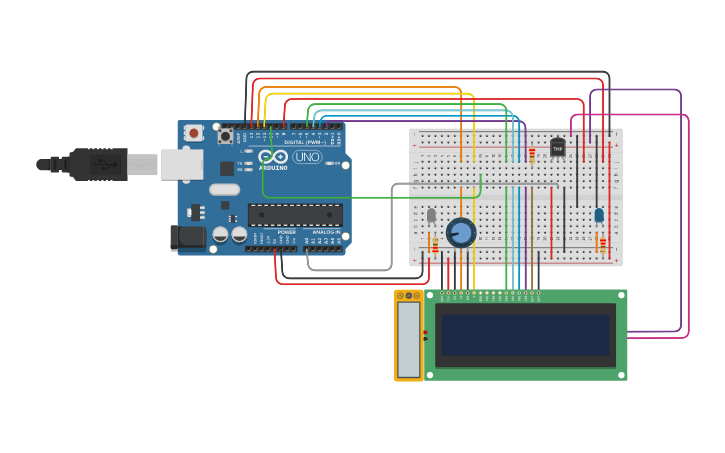 Circuit design Sensor de Temperatura com Tela atualizado - Tinkercad