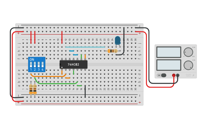 Circuit design NAND Gate Operation using NOR Gate | Tinkercad