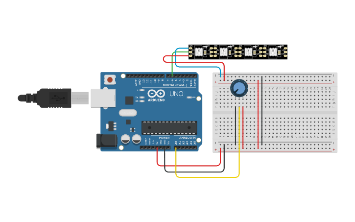 Circuit design LED+可變電阻 - Tinkercad