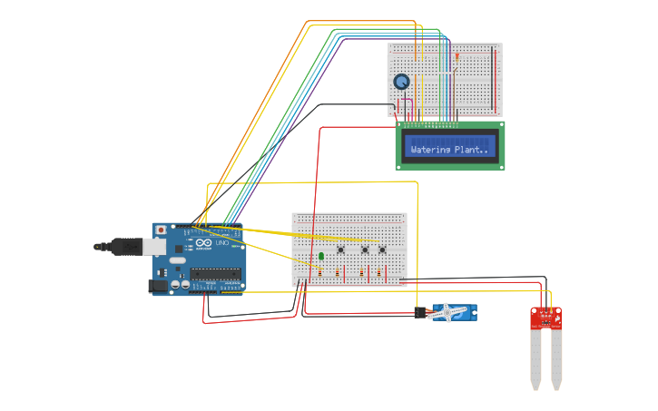 Circuit design Watering Plant System - Tinkercad