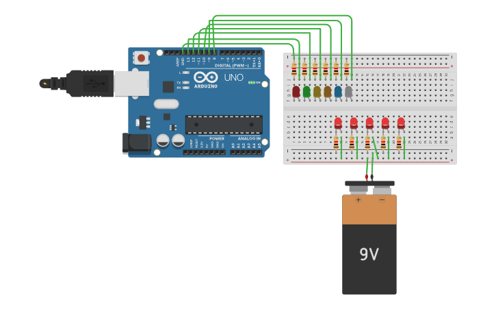 Circuit design Arduino color pattern - Tinkercad
