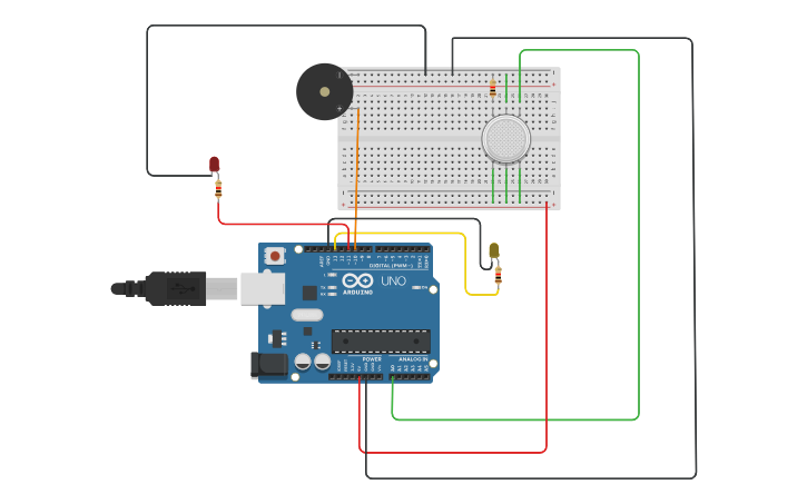 Circuit design Gas sensor - Tinkercad