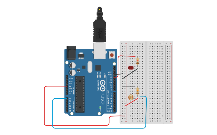 Circuit design IotT-6 LDR_LEDBlink - Tinkercad