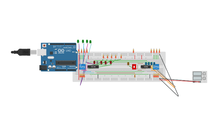 Circuit design 4 Bit Adder/Subtractor - Tinkercad
