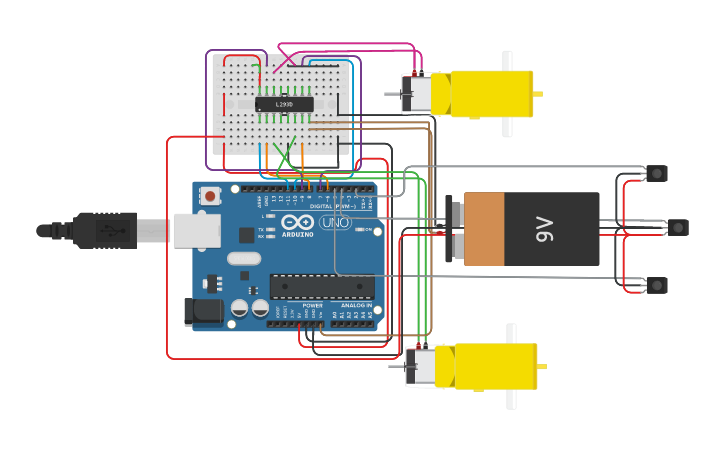 Circuit design neehit_line_follower_robot - Tinkercad