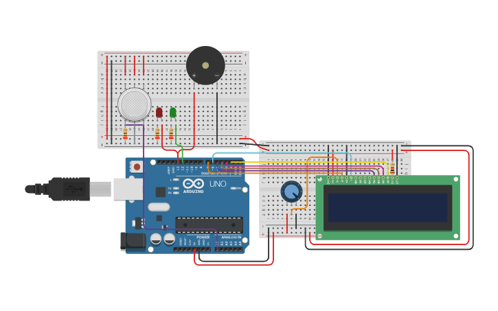 Circuit design Fire Alarm System - Tinkercad