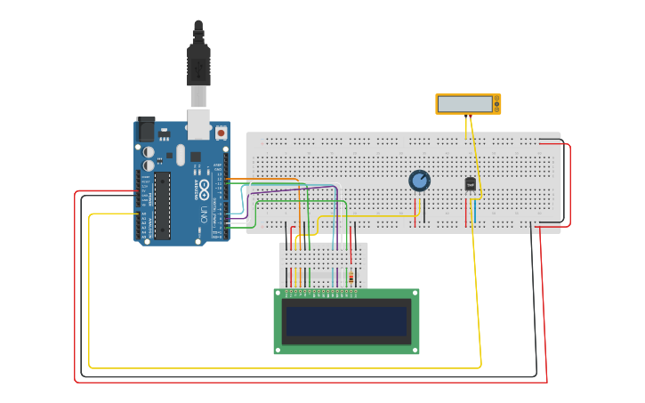 Circuit design sensor de temperatura - Tinkercad