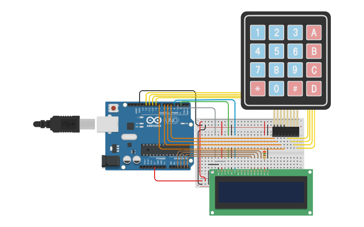 Circuit design Keypad_LCD - Tinkercad