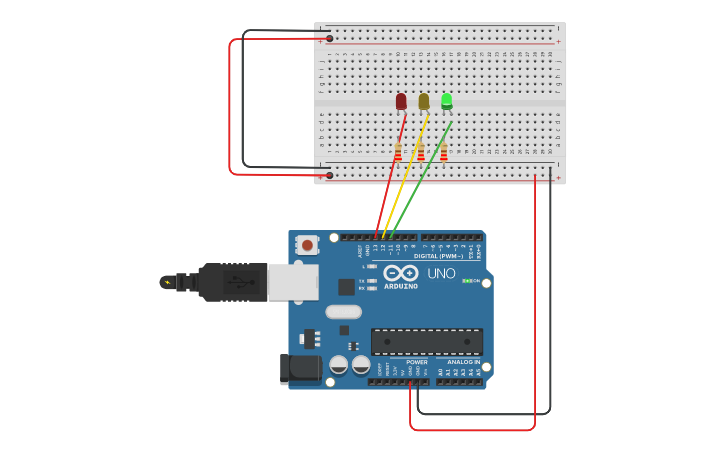 Circuit design arduino leds semaforo 6to - Tinkercad