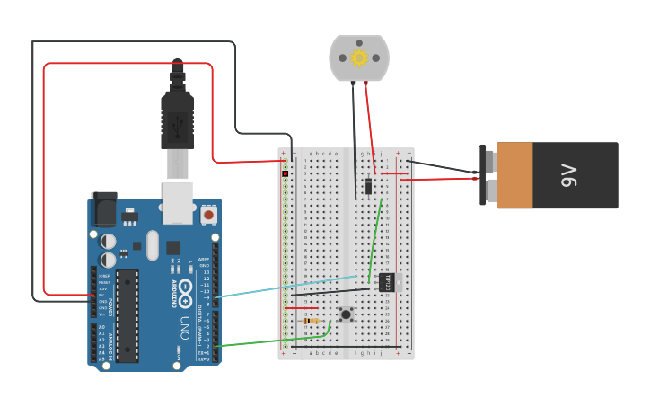 Circuit design การควบคุมมอเตอร์ - Tinkercad