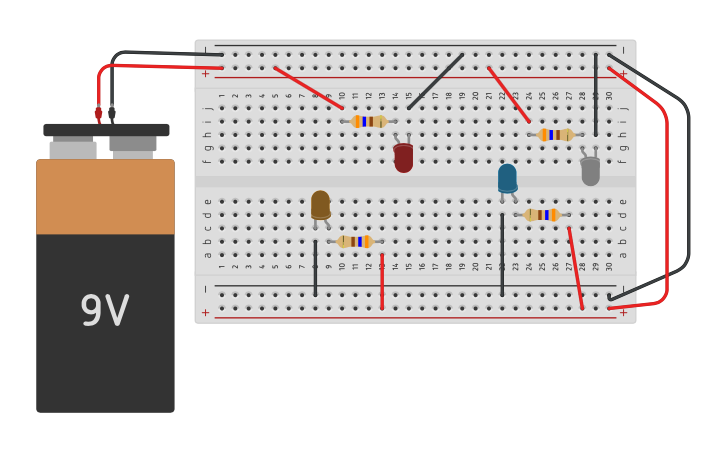Circuit design 4 LED Circuit | Tinkercad