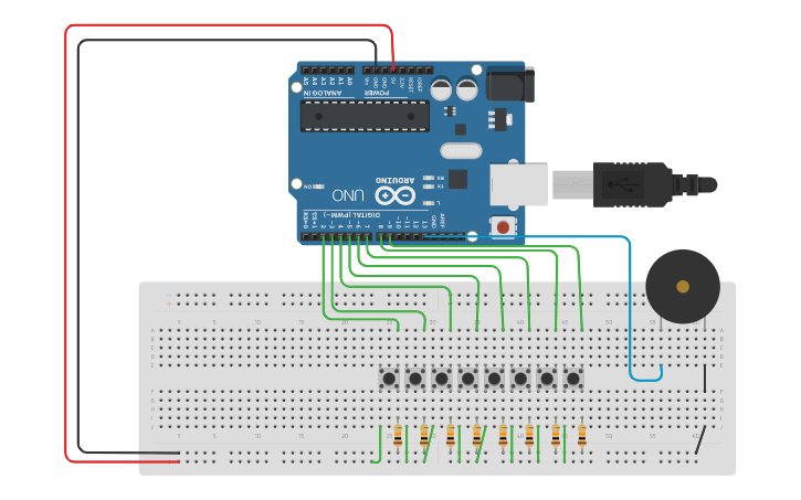 Circuit design Piano Breadboard - Tinkercad